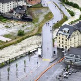 Le Rhône, à droite, et la Navizence photographiées en crue ce vendredi 21 juin 2024 à Chippis.